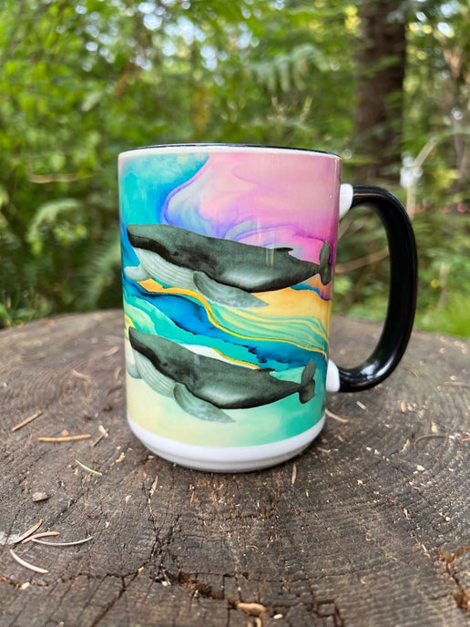 Colourful Whales Mug