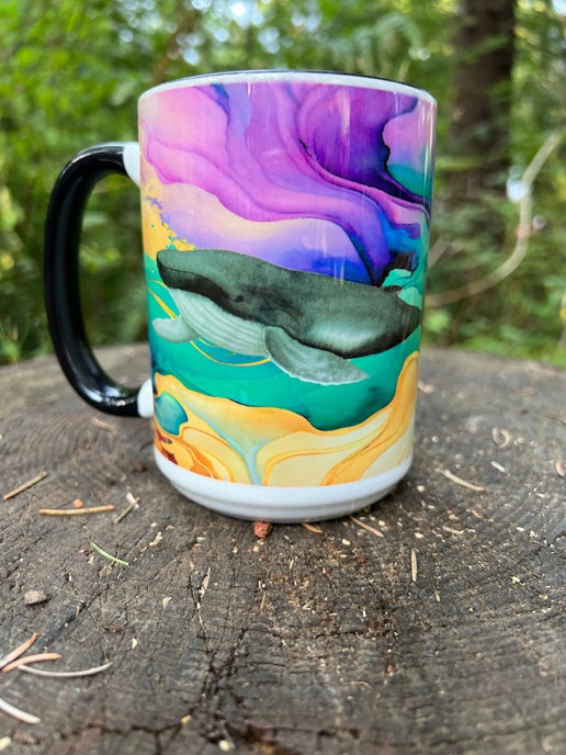 Colourful Whales Mug